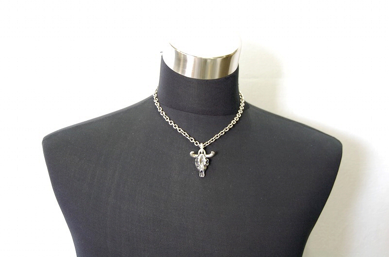 Buffalo Skull Pendant [P-150] [P-42] / Quarter Chain Necklace[N-66] (45cm)