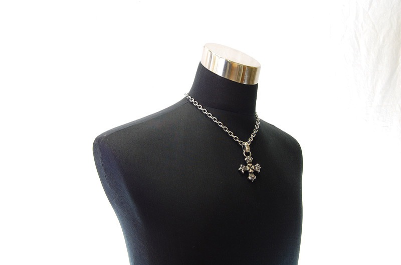 Quarter 4 Heart Crown Short Cross With H.W.O Pendant[P-114] / Half Chain Necklace[N-65] (45cm)