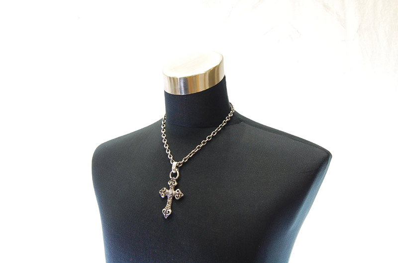 Quarter 4 Heart Chiseled Cross With H.W.O Pendant[P-28] / Half Chain Necklace[N-65] (50cm)