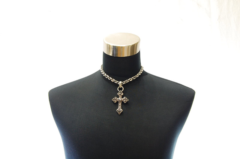 Quarter 4 Heart Chiseled Cross With H.W.O Pendant[P-28] / Hand Craft Chain Necklace[N-98] (43cm)