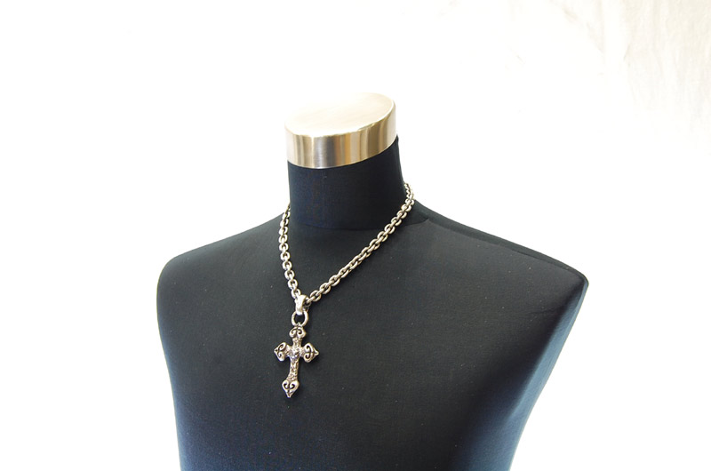 Quarter 4 Heart Chiseled Cross With H.W.O Pendant[P-28] / Hand Craft Chain Necklace[N-98] (50cm)