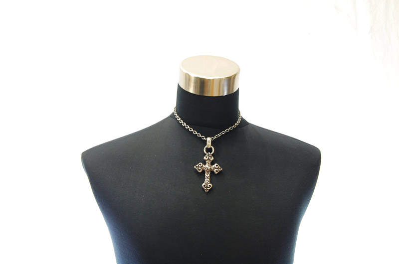 Quarter 4 Heart Chiseled Cross With H.W.O Pendant[P-28] / Quarter Chain Necklace[N-66] (43cm)