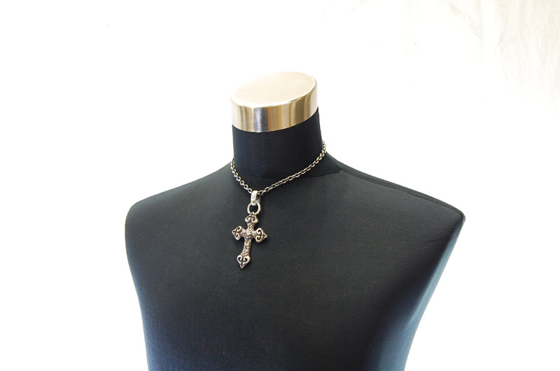 Quarter 4 Heart Chiseled Cross With H.W.O Pendant[P-28] / Quarter Chain Necklace[N-66] (43cm)