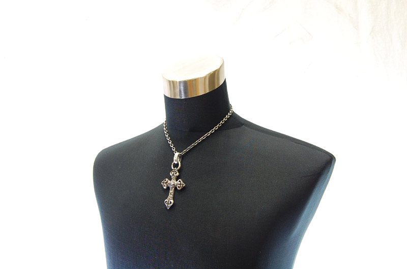 Quarter 4 Heart Chiseled Cross With H.W.O Pendant[P-28] / Quarter Chain Necklace[N-66] (45cm)