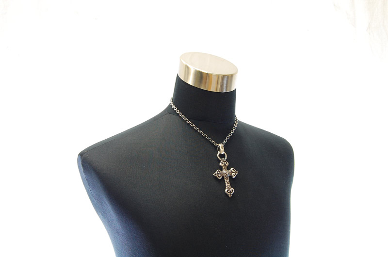 Quarter 4 Heart Chiseled Cross With H.W.O Pendant[P-28] / Quarter Chain Necklace[N-66] (45cm)