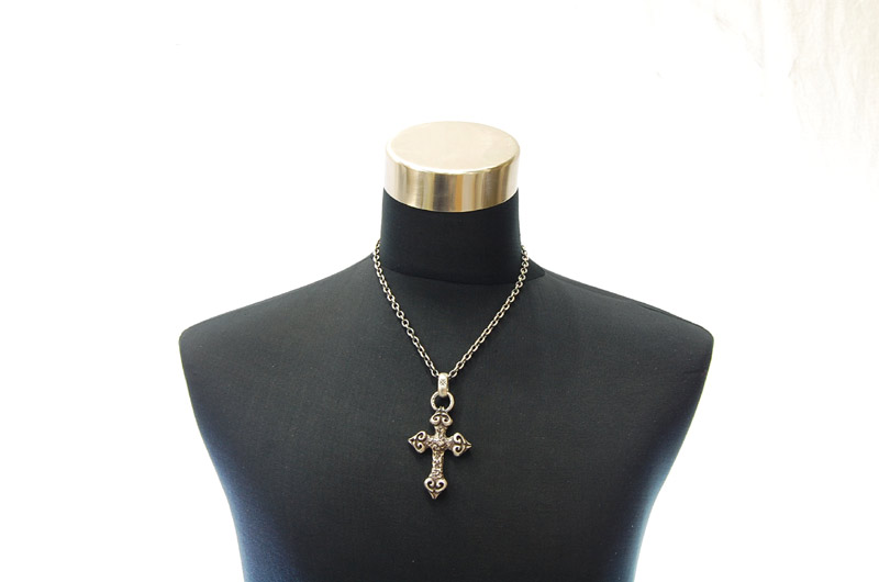 Quarter 4 Heart Chiseled Cross With H.W.O Pendant[P-28] / Quarter Chain Necklace[N-66] (50cm)