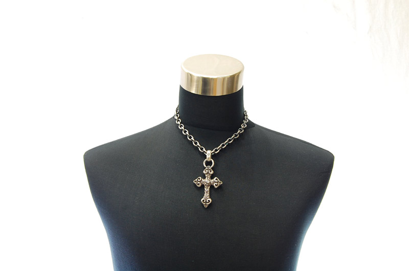 Quarter 4 Heart Chiseled Cross With H.W.O Pendant[P-28] / Three-fifth Chain Necklace[N-72] (45cm)
