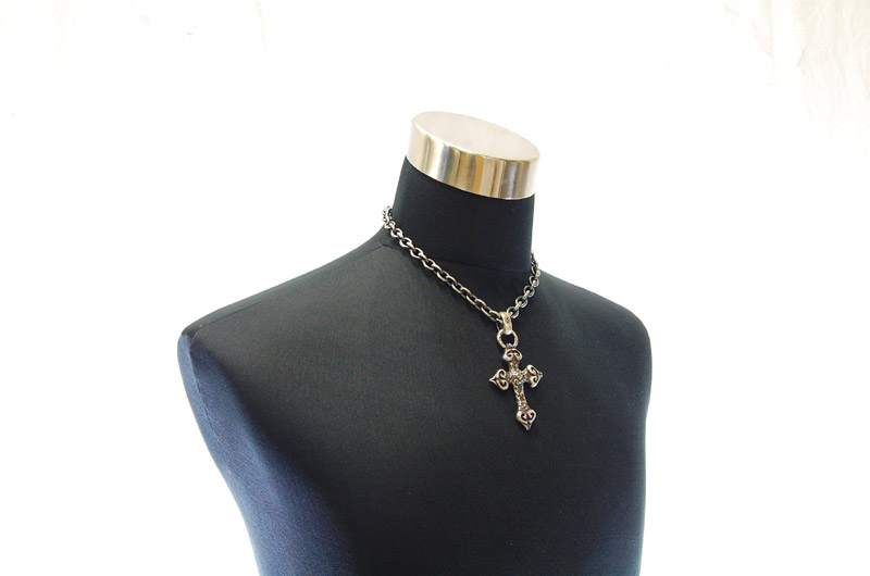 Quarter 4 Heart Chiseled Cross With H.W.O Pendant[P-28] / Three-fifth Chain Necklace[N-72] (45cm)