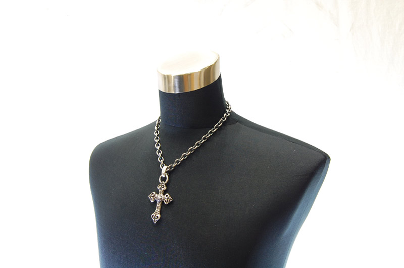 Quarter 4 Heart Chiseled Cross With H.W.O Pendant[P-28] / Three-fifth Chain Necklace[N-72] (50cm)