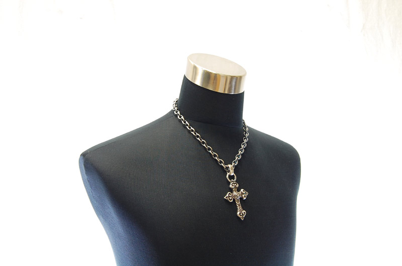 Quarter 4 Heart Chiseled Cross With H.W.O Pendant[P-28] / Three-fifth Chain Necklace[N-72] (50cm)