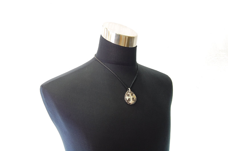 Reised Cross Chiseled Blob Pendant[P-149]  / lethrter Necklace (50cm)