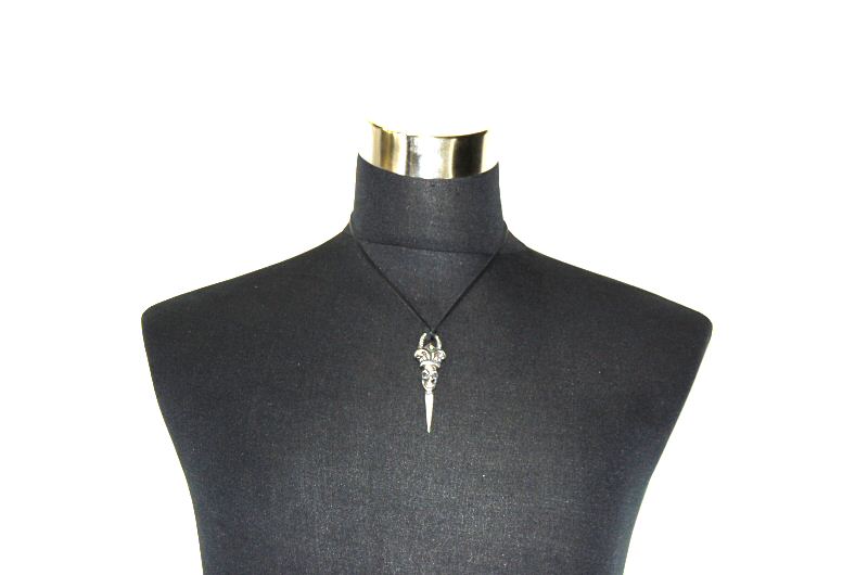 Skull Crown Dagger With Chiseled Loop Pendant[P-155] / Leather Necklace (50cm)