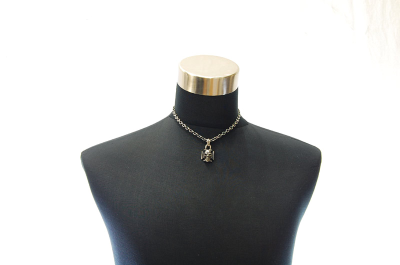 Skull Iron Cross Pendant[P-116]   /  Quarter Chain Necklace[N-66] (43cm)