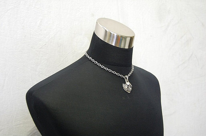 Skull Wing Button Pendant[P-70] / Quater Chain & Quater T-bar Necklace[P-99] (43cm)