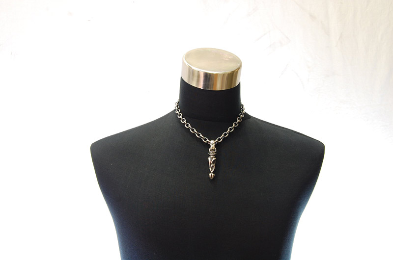 Stud Bolo Tip With H,W,O Pendant[P-160] / Three-fifth Chain Necklace[N-72] (45cm)