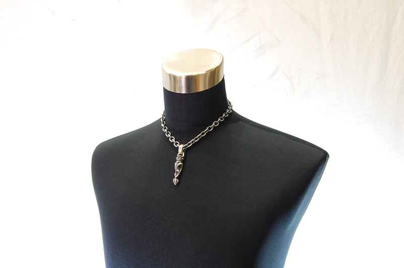 Stud Bolo Tip With H,W,O Pendant[P-160] / Three-fifth Chain Necklace[N-72] (45cm)