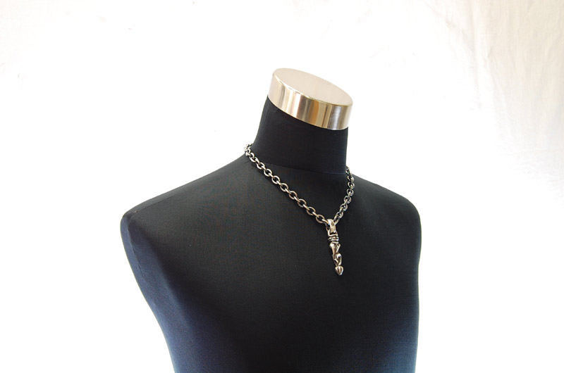 Stud Bolo Tip With H,W,O Pendant[P-160] / Three-fifth Chain Necklace[N-72] (50cm)