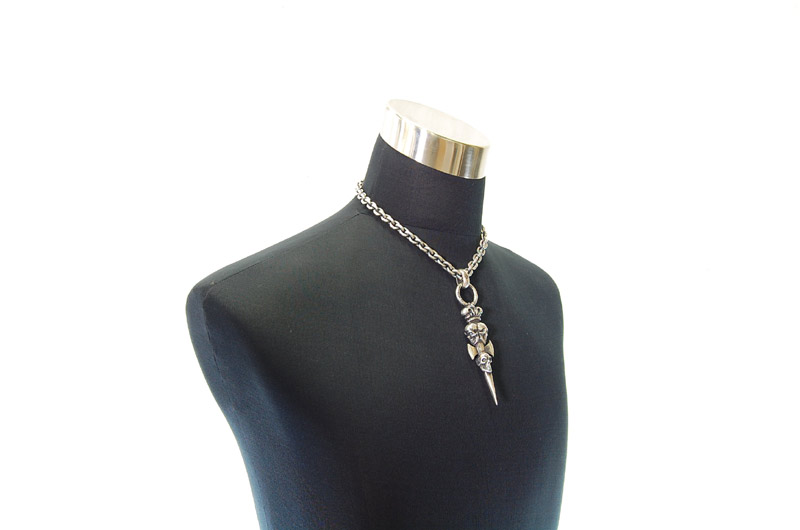 Triple Skull Dagger On Crown Pendant[P-141] / Hand Craft Chain Necklace[N-98] (45cm)