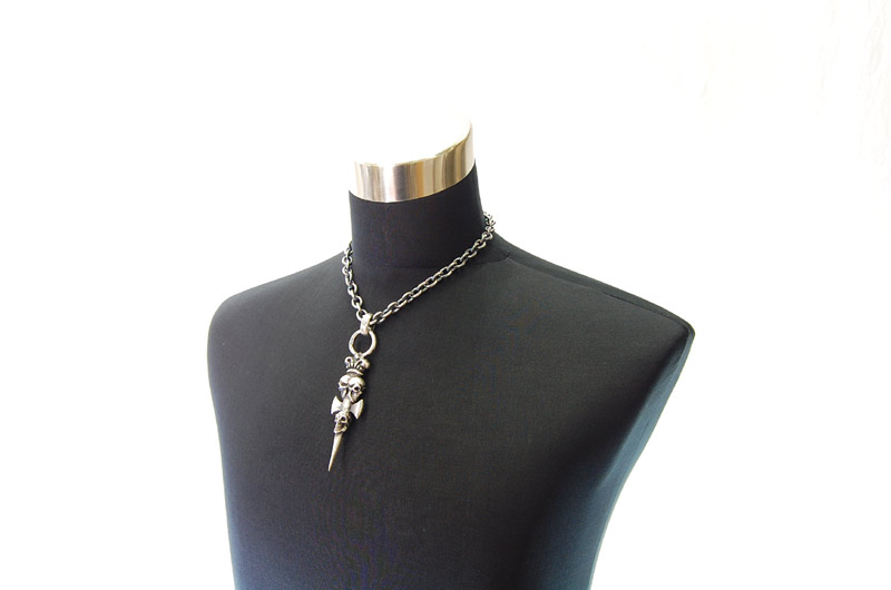 Triple Skull Dagger On Crown Pendant[P-141] / Three-fifth Chain Necklace[N-72] (45cm)