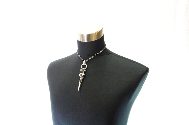 Triple Skull On Crown Dagger Pendant[P-133] / Quarter Chain Necklace[N-66] (43cm)