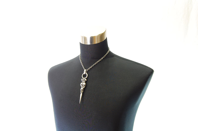 Triple Skull On Crown Dagger Pendant[P-133] / Quarter Chain Necklace[N-66] (45cm)