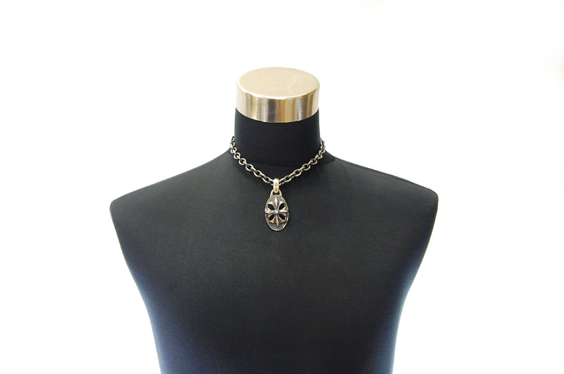 Cross Oval With H.W.O Pendant[P-143] / Three-fifth Chain & Half T-bar Necklace[N-72] (43cm)