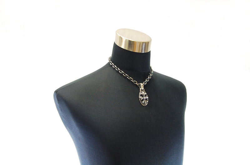 Cross Oval With H.W.O Pendant[P-143] / Three-fifth Chain & Half T-bar Necklace[N-72] (45cm)