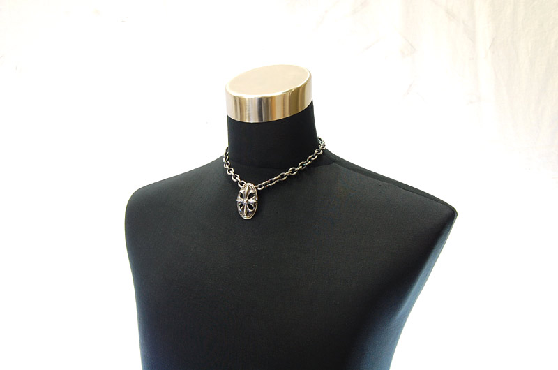 Cross Oval Pendant With Back Loop[P-143] / Three-fifth Chain & Half T-bar Necklace[N-72] (43cm)