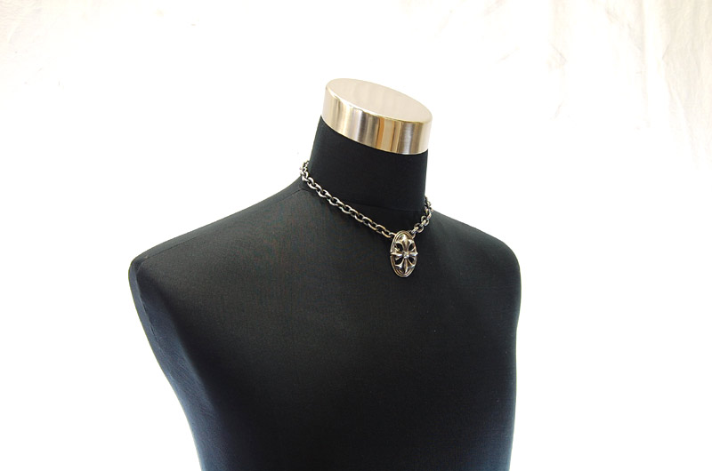 Cross Oval Pendant With Back Loop[P-143] / Three-fifth Chain & Half T-bar Necklace[N-72] (43cm)