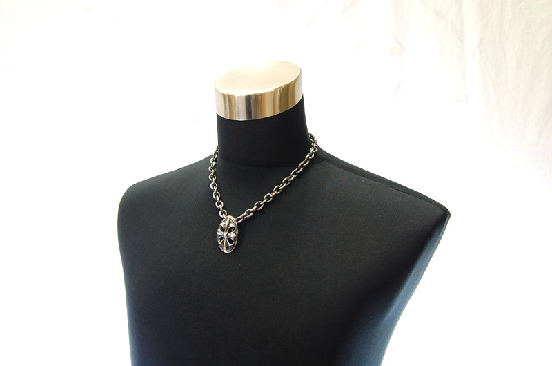 Cross Oval Pendant With Back Loop[P-143] / Three-fifth Chain & Half T-bar Necklace[N-72] (50cm)