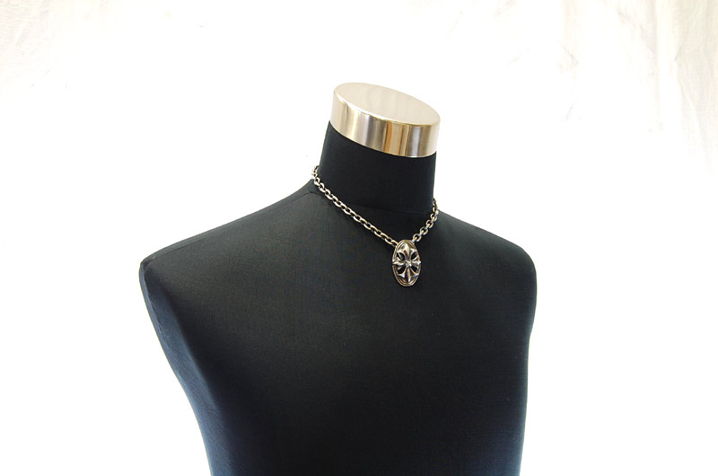 Cross Oval Pendant With Back Loop[P-143] / Half Chain Necklace[N-65] (45cm)