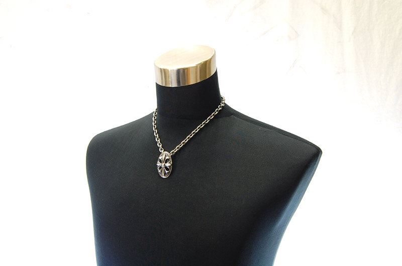 Cross Oval Pendant With Back Loop[P-143] / Half Chain Necklace[N-65] (50cm)