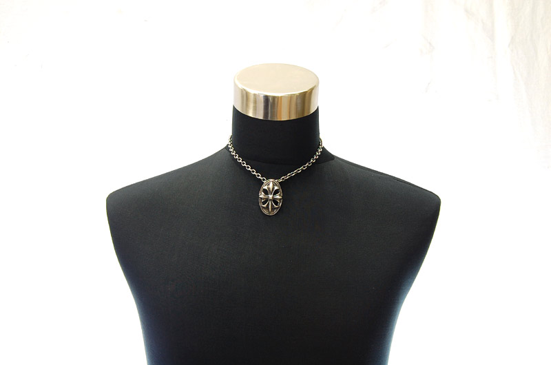 Cross Oval Pendant With Back Loop[P-143] / Quarter Chain Necklace[N-66] (43cm)