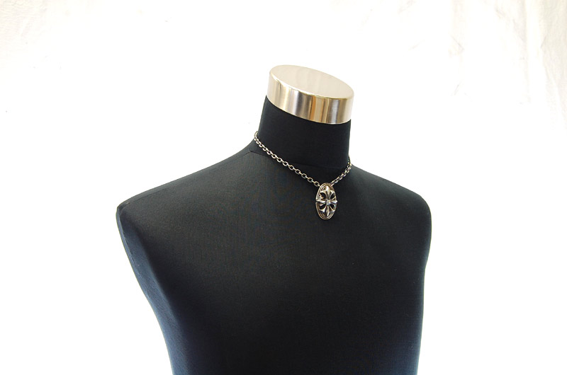 Cross Oval Pendant With Back Loop[P-143] / Quarter Chain Necklace[N-66] (43cm)