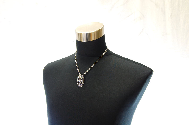 Cross Oval Pendant With Back Loop[P-143] / Quarter Chain Necklace[N-66] (50cm)