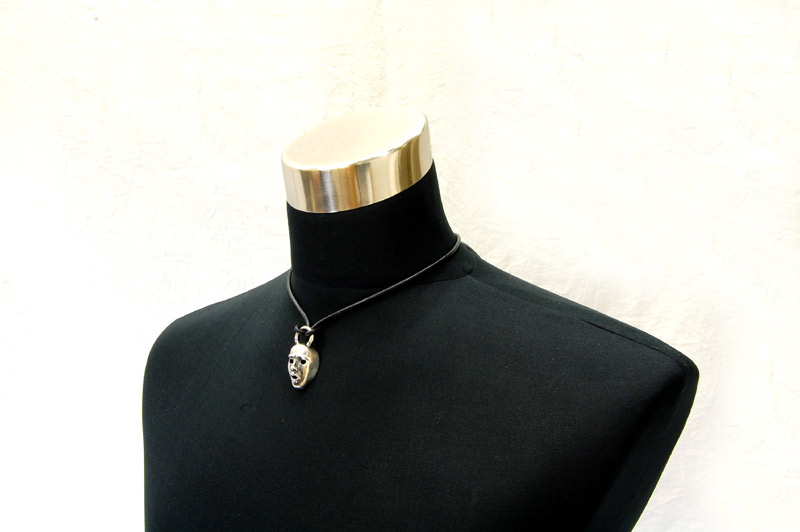 Face With Loop Pendant[P-82] / Leather Necklace (43cm)