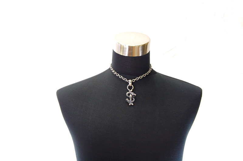 Half Skull On Snake With H.W.O Pendant[P-55] / Half Chain Necklace[N-65] (43cm)