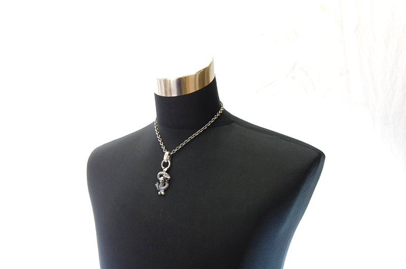 Half Skull On Snake With H.W.O Pendant[P-55] / Quarter Chain Necklace[N-66] (45cm)