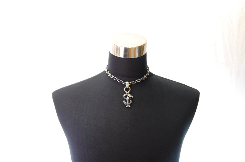 Half Skull On Snake With H.W.O Pendant[P-55] / Three-fifth Chain Necklace[N-72] (43cm)