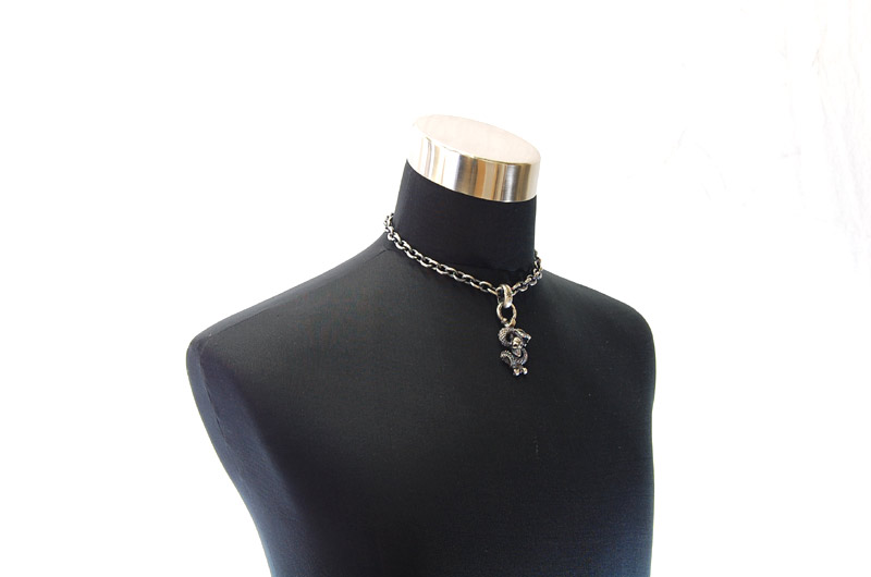 Half Skull On Snake With H.W.O Pendant[P-55] / Three-fifth Chain Necklace[N-72] (43cm)