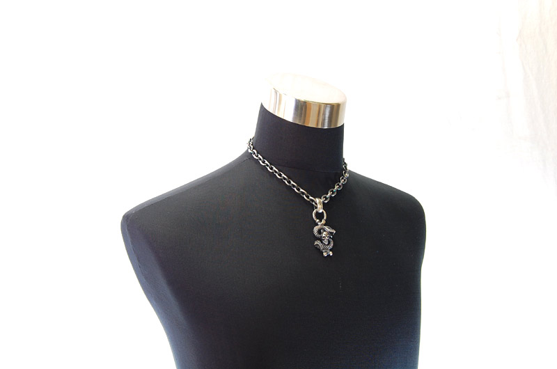 Half Skull On Snake With H.W.O Pendant[P-55] / Three-fifth Chain Necklace[N-72] (45cm)