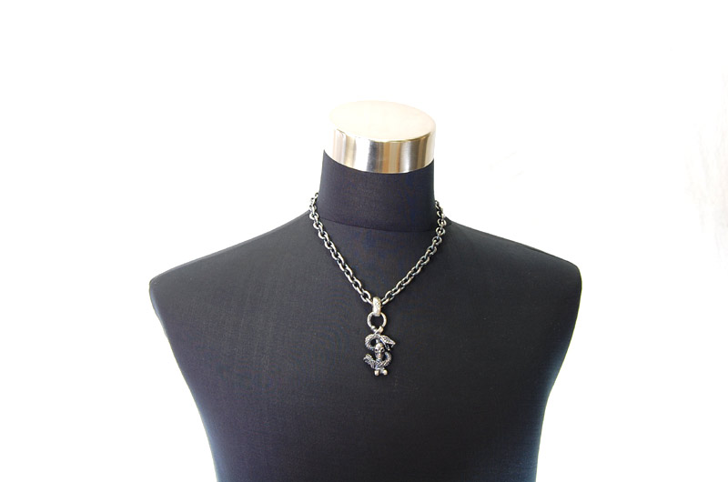 Half Skull On Snake With H.W.O Pendant[P-55] / Three-fifth Chain Necklace[N-72] (50cm)