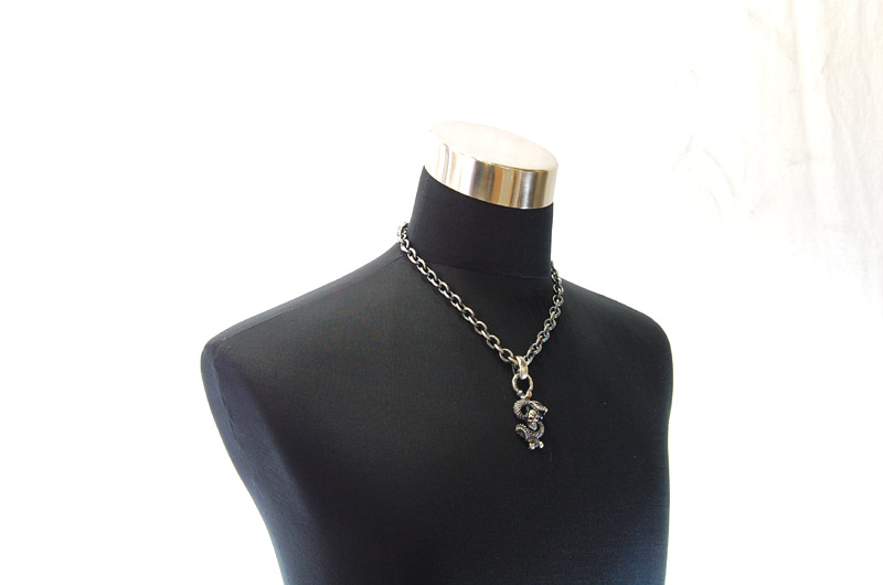 Half Skull On Snake With H.W.O Pendant[P-55] / Three-fifth Chain Necklace[N-72] (50cm)