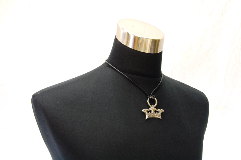  Large Crown Pendant With Loop[P-87] / lethrter Necklace (44cm)