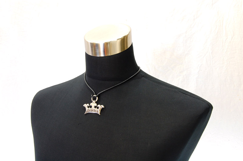  Large Crown Pendant With Quarter Loop[P-83] / lethrter Necklace (44cm)