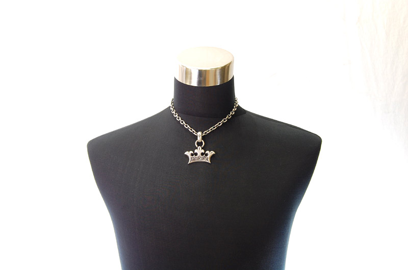 Large Crown With H.W.O Pendant[P-79] / Half Chain Necklace[N-65] (45cm)