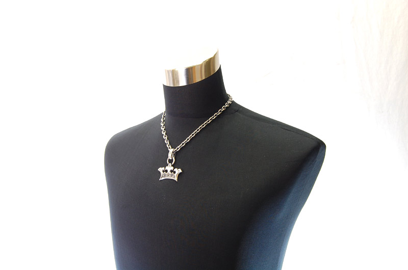 Large Crown With H.W.O Pendant[P-79] / Half Chain Necklace[N-65] (50cm)