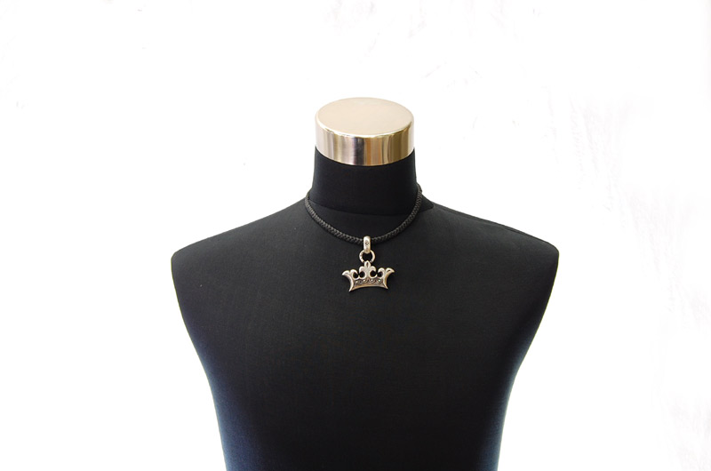  Large Crown With H.W.O Pendant[P-79] / lethrter Necklace (44cm)