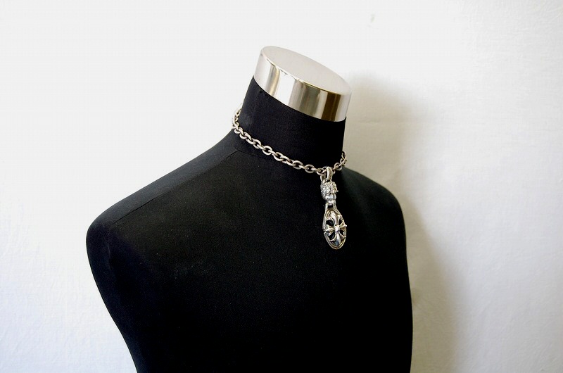 Lion & Cross Oval Pendant [P-162] / Three-fifth Chain Necklace[N-72] (43cm)