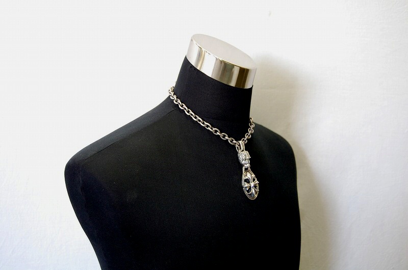 Lion & Cross Oval Pendant [P-162] / Three-fifth Chain Necklace[N-72] (45cm)